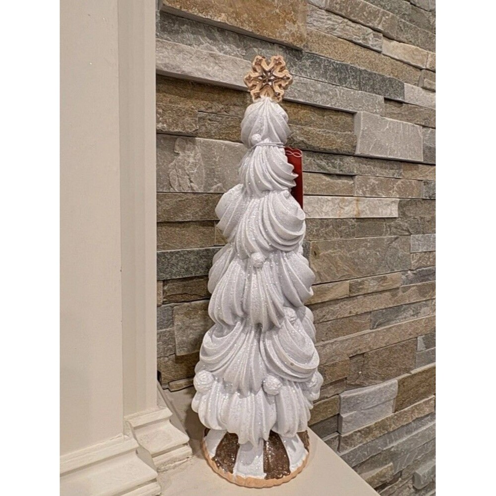 Ashland Christmas Tabletop Gingerbread Themed Decorated Tree White Plastic 13in
